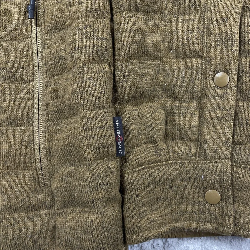 The North Face ThermoBall Jacket Mens Large Brown Snap Front Quilted Insulated